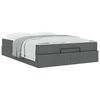 vidaXL Bedframe met matras met matras 2 pcs Dim Grijs Stof