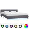 vidaXL Bedframe met LED kunstleer grijs 180x200 cm