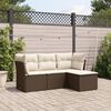 vidaXL 4-delige Loungeset met kussens poly rattan bruin