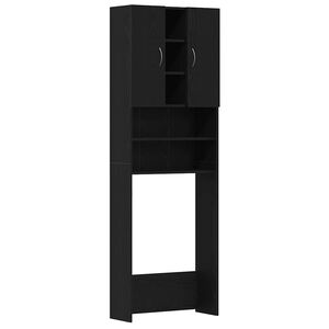 vidaXL Wasmachinekast 64x25,5x190 cm zwart eikenkleur