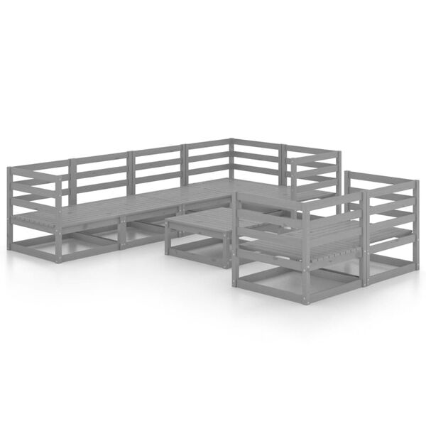 vidaXL 8-delige Loungeset massief grenenhout grijs
