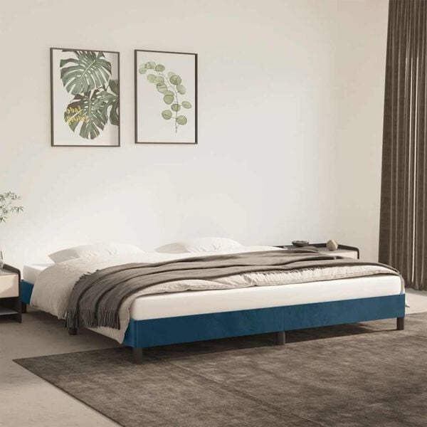 vidaXL Bedframe zonder matras 200x200 cm fluweel donkerblauw