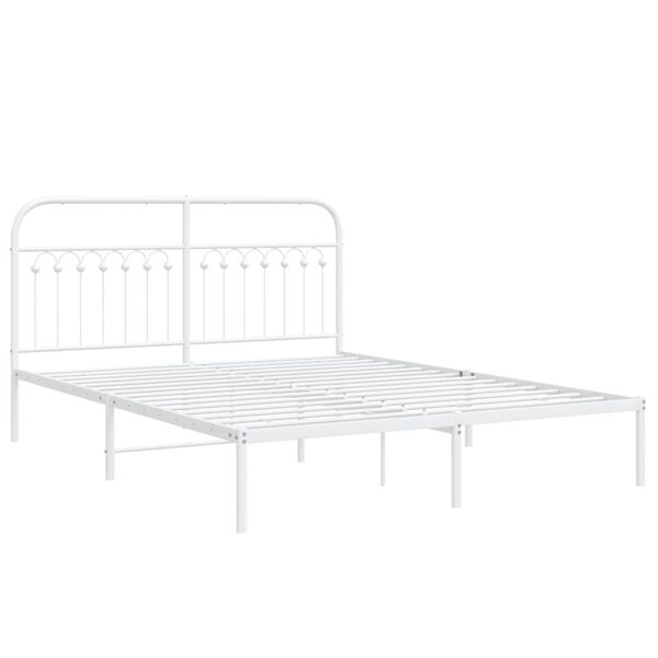 vidaXL Bedframe met hoofdbord metaal wit 160x200 cm