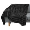 vidaXL Deken en Throw Kussen Gestreept Zwart 200 x 150 cm Polyester