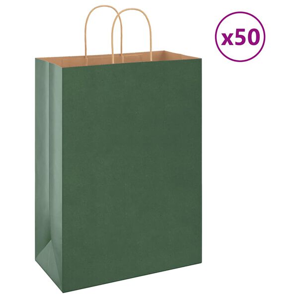 vidaXL Papieren zakken 50 st met hengsels 32x17x44 cm groen