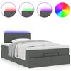 vidaXL Bed poef met matras en LED's 120x190 cm stof donkergrijs