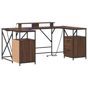 vidaXL Bureau Bruin Eiken Bewerkt hout 182 x 101 x 87,5 cm