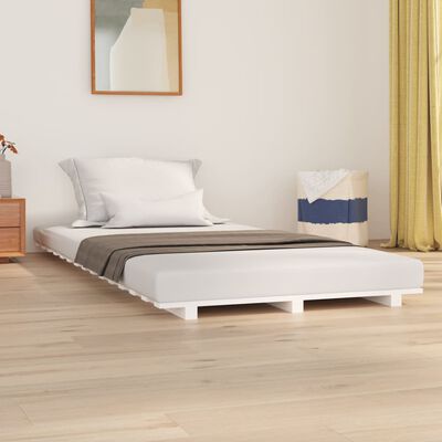 vidaXL Bedframe 90x190 cm massief grenenhout wit