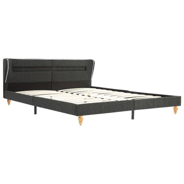 vidaXL Bed met LED en matras jute donkergrijs 180x200 cm
