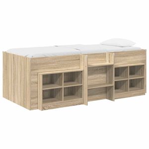 vidaXL Loft Bed Frame met Kast 3 st Sonoma Eiken Bewerkt hout