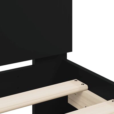 vidaXL Bedframe met hoofdbord bewerkt hout zwart 75x190 cm