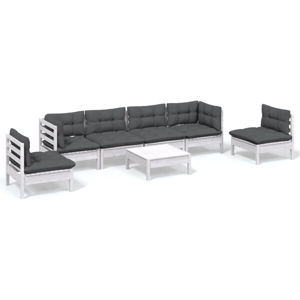 vidaXL 7-delige Loungeset met kussens massief grenenhout