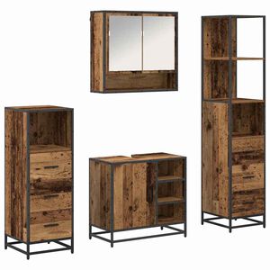 vidaXL Badkamermeubelset met lade 4 pcs Oud Hout Bewerkt hout
