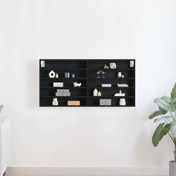 vidaXL Vitrinekast Zwart Eiken 100 x 8,5 x 50 cm Bewerkt hout
