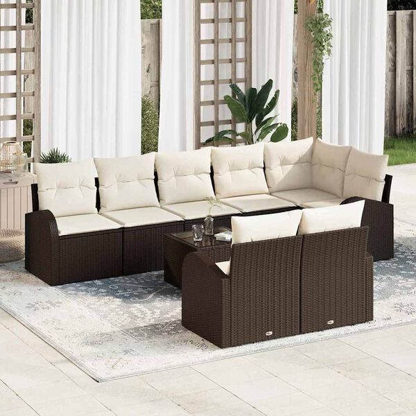 vidaXL Tuin Sofa Set Bruin en Cr&egrave;me 55 x 55 x 37 cm poly rattan