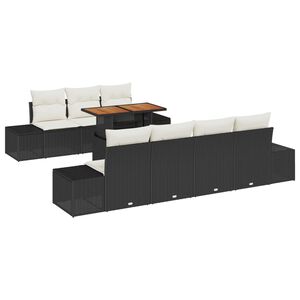 vidaXL Tuin Eetset met kussen 8 pcs Zwart en Cr&egrave;me