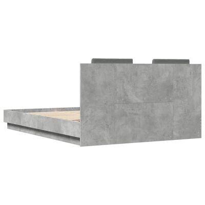vidaXL Bedframe met hoofdeinde bewerkt hout betongrijs 150x200 cm