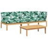 vidaXL 3-delige Loungeset pallet met kussens massief acaciahout