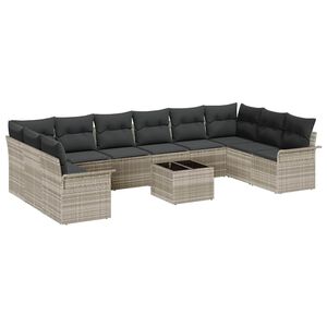 vidaXL Tuin Sofa Set 11 st Lichtgrijs poly rattan