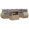 vidaXL 6-delige Loungeset met kussens poly rattan beige