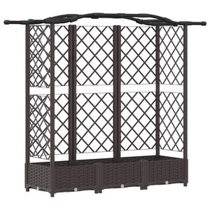 vidaXL Verhoogd Bed met Trellis en Dak Bruin 163 x 40 x 123 cm PP