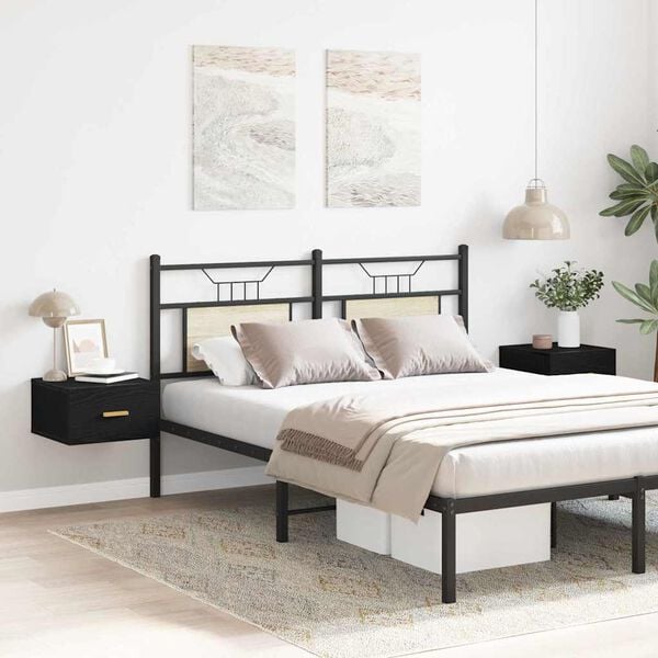 vidaXL Wandkastje 2 pcs Zwart Eiken 35 x 35 x 20 cm Bewerkt hout