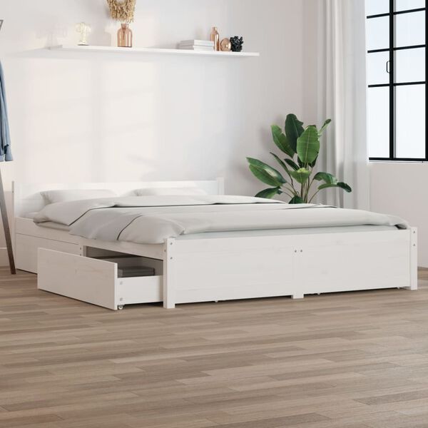 vidaXL Bedframe met lades wit 160x200 cm