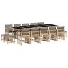 vidaXL 15-delige Tuinset met kussens poly rattan gemengd beige