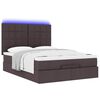 vidaXL Ottoman bed met matras en LED's 140x190cm stof donkerbruin