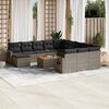 vidaXL 13-delige Loungeset met kussens poly rattan grijs