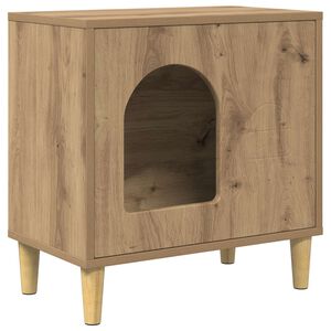 vidaXL Kattenhuis Artisanaal eiken 51 x 30 x 52 cm Bewerkt hout