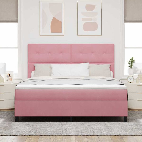 vidaXL Boxspringbed met matras met hoofdeinde Roze 180 x 200 cm Stof