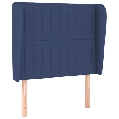 vidaXL Hoofdbord met randen 93x23x118/128 cm stof blauw