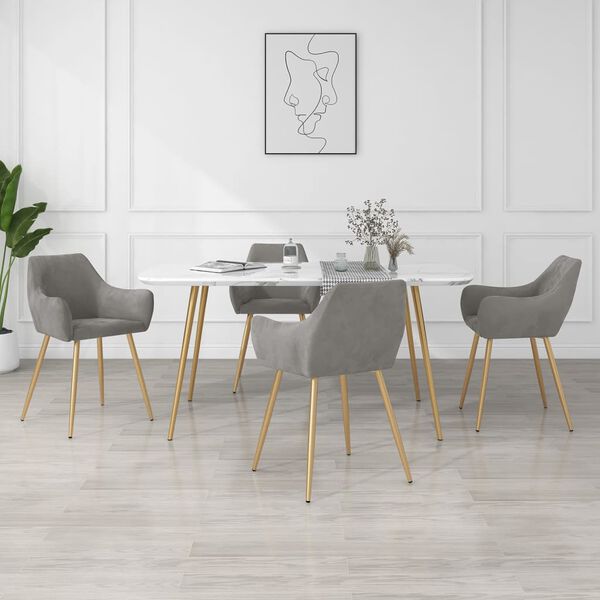 vidaXL Eetkamerstoelen 4 st fluweel lichtgrijs