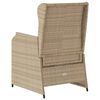 vidaXL Tuinstoelen 2 st verstelbaar met kussens poly rattan beige
