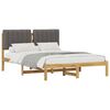 vidaXL Bedframe met gestoffeerd hoofdbord Whitewash en lichtgrijs