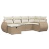 vidaXL 6-delige Loungeset met kussens poly rattan beige