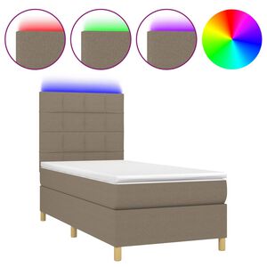 vidaXL Boxspring met matras en LED stof taupe 80x200 cm
