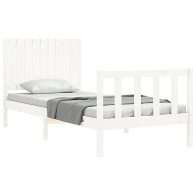 vidaXL Bedframe met hoofdbord massief hout wit