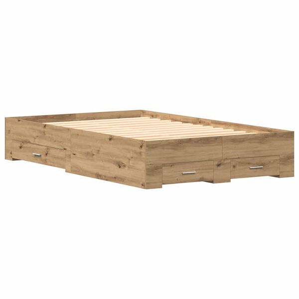 vidaXL Bedframe met lade Artisan Eiken 120 x 190 cm Bewerkt hout