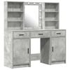 vidaXL Make-up tafel set met LED 3 pcs Beton Grijs Bewerkt hout