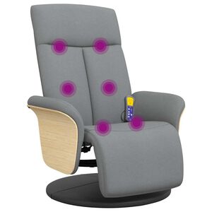 vidaXL Massagestoel verstelbaar met voetensteun stof lichtgrijs