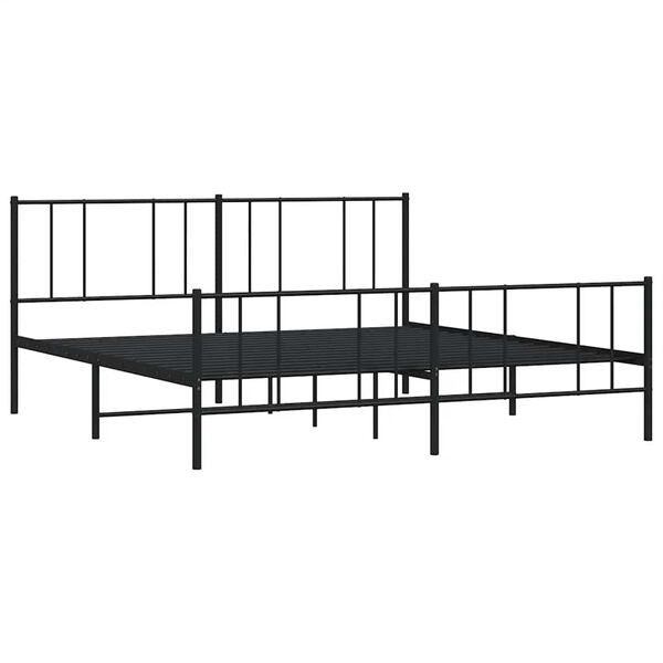 vidaXL Bedframe met hoofd- en voeteneinde metaal zwart 193x203 cm