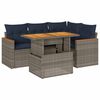 vidaXL 5-delige Loungeset met kussens poly rattan grijs