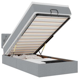 vidaXL Bed met matras 100x200 cm stof lichtgrijs