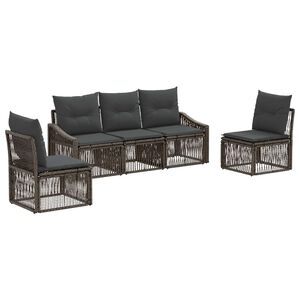 vidaXL Tuinbankenset 5 pcs Grijs poly rattan