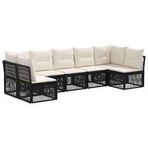 vidaXL Tuinbankenset 7 st Zwart poly rattan