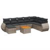 vidaXL 9-delige Loungeset met kussens poly rattan grijs