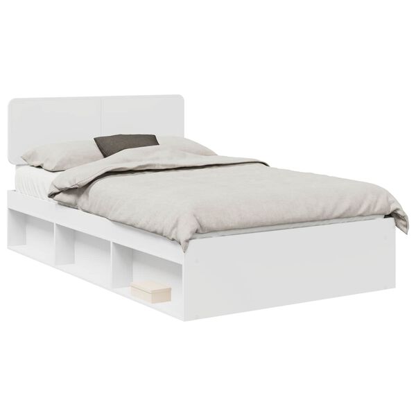 vidaXL Bedframe met hoofdeinde Wit 120 x 190 cm Massief grenenhout