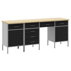 vidaXL Werk kast met lade met slot 4 st Zwart Engineered hout en staal